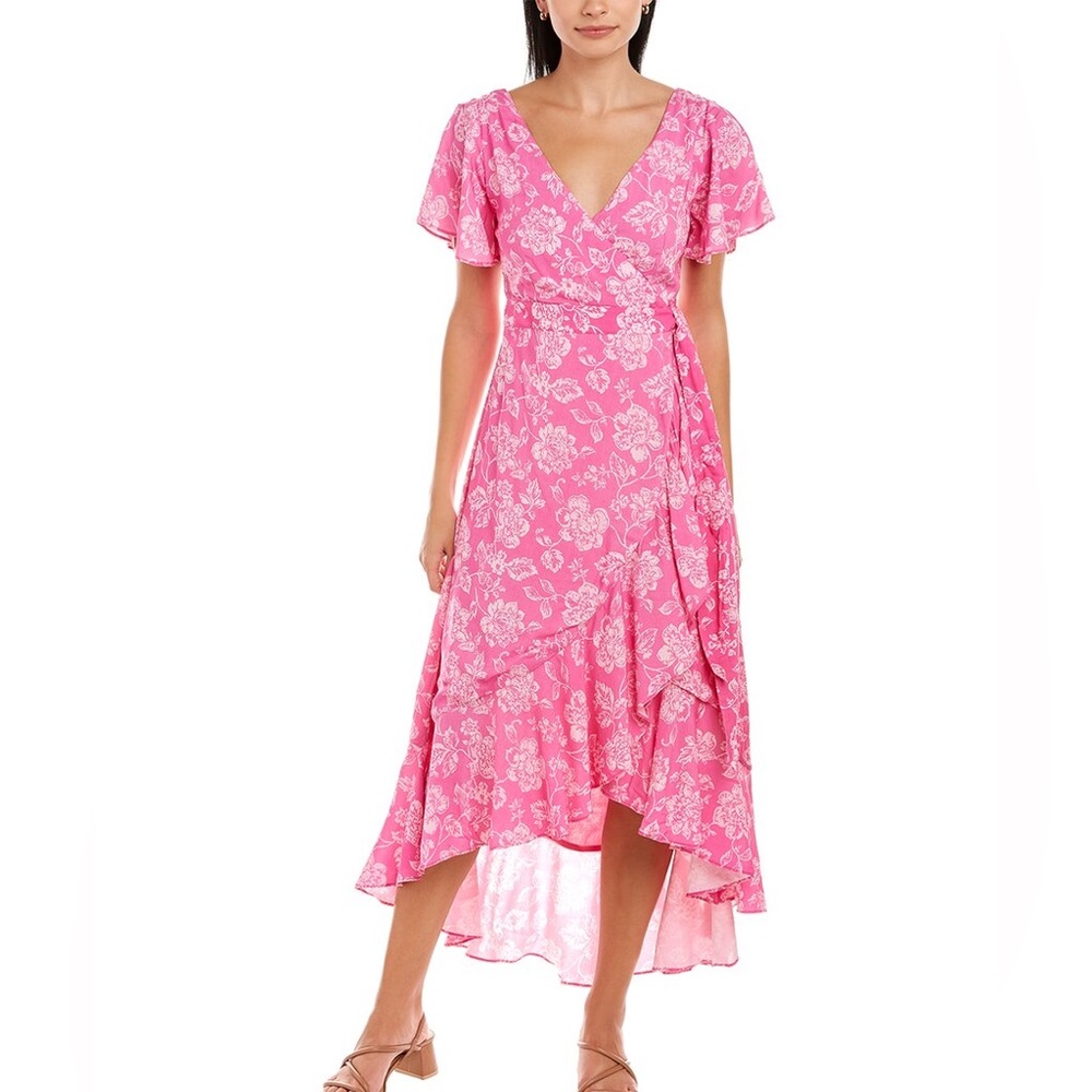 Celina Moon pink ruffle wrap dress